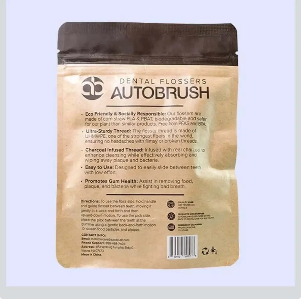 Autobrush Dental Flossers Charcoal Infused Mint Flavored (50 Count)